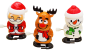 Preview: 3er Pack lustige laufende Figuren Weihnachtsmann Schneemann Elch Aufziehfiguren