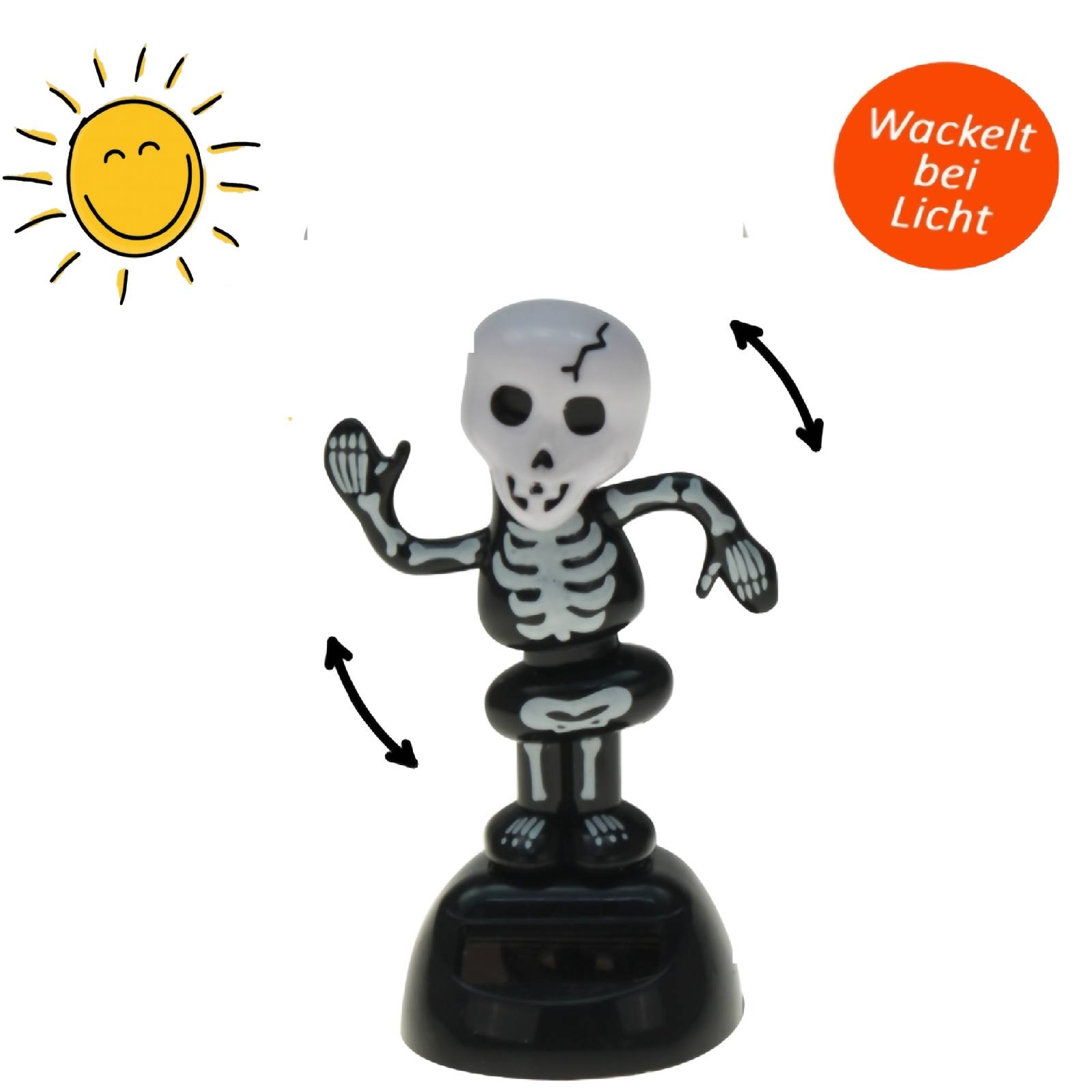 Verkauf von Party Fasching und Scherzartikeln,Solar Wackelfigur tanzendes  Skelett Halloween Deko Skull Horror Autodeko